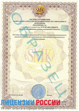 Образец сертификата соответствия (приложение) Новоалтайск Сертификат ISO 13485